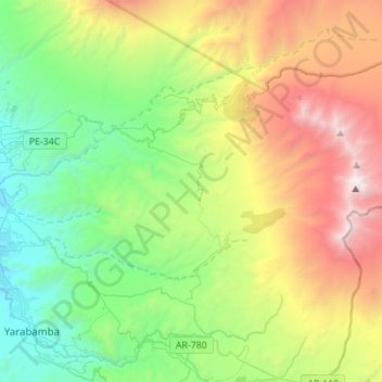 Characato topographic map, elevation, terrain