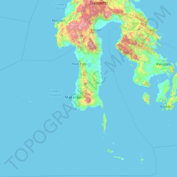 Sulawesi Selatan topographic map, elevation, terrain