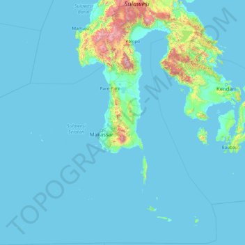 Sulawesi Selatan topographic map, elevation, terrain