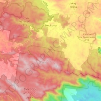 Brooklana topographic map, elevation, terrain