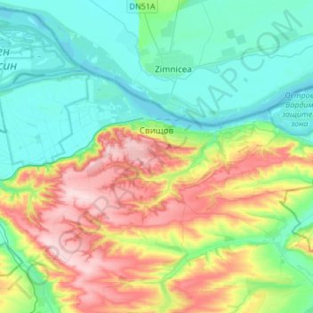 Svishtov topographic map, elevation, terrain