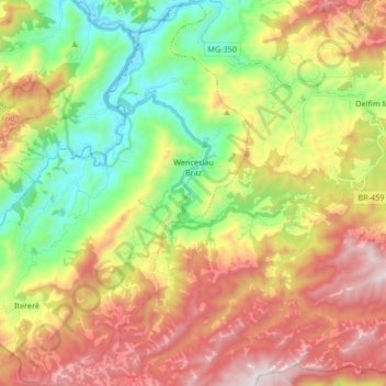 Wenceslau Braz topographic map, elevation, terrain