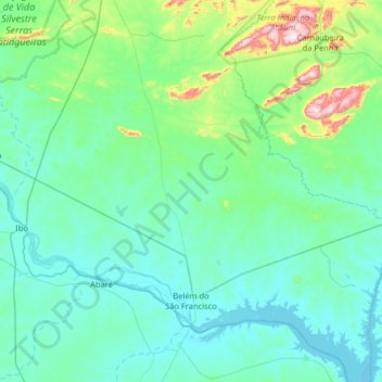 Belém do São Francisco topographic map, elevation, terrain