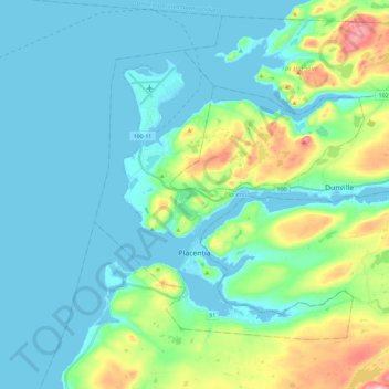Placentia topographic map, elevation, terrain