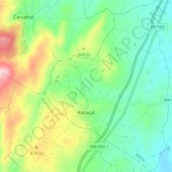 Rabaçal topographic map, elevation, terrain