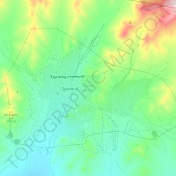 Zuunmod topographic map, elevation, terrain