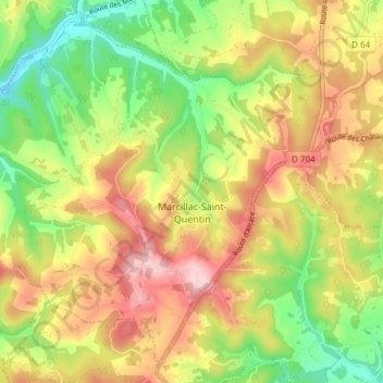 Marcillac-Saint-Quentin topographic map, elevation, terrain