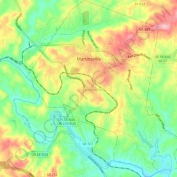 Martinsville topographic map, elevation, terrain