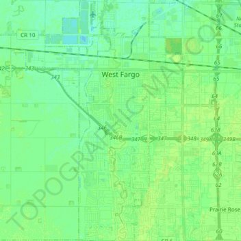 West Fargo topographic map, elevation, terrain