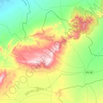 Ain Touila topographic map, elevation, terrain