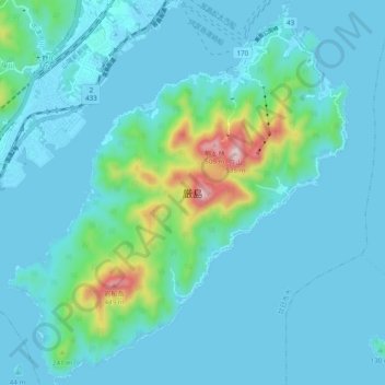 Itsukushima Island topographic map, elevation, terrain