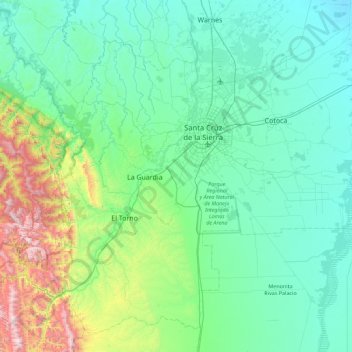 Provincia Andrés Ibáñez topographic map, elevation, terrain