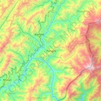 Kiphire topographic map, elevation, terrain