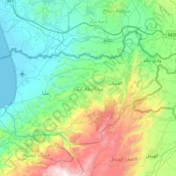 Akkar Governorate topographic map, elevation, terrain