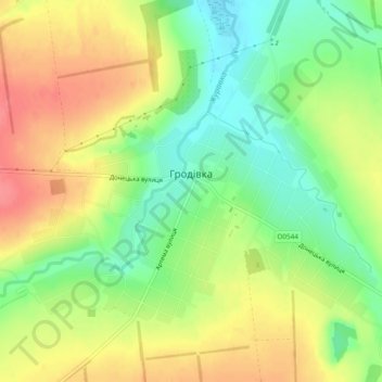 Hrodivka topographic map, elevation, terrain