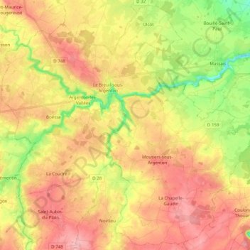 Argentonnay topographic map, elevation, terrain