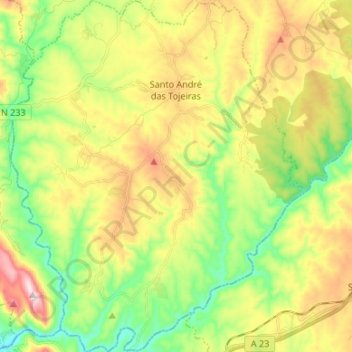 Santo Andre das Tojeiras topographic map, elevation, terrain