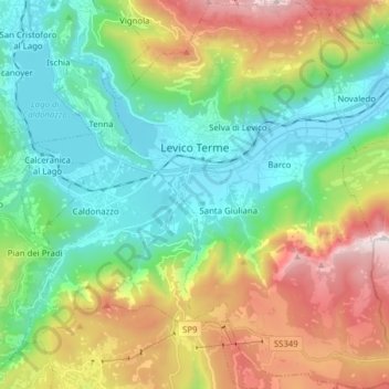 Levico Terme topographic map, elevation, terrain