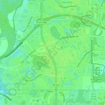 Hunters Creek topographic map, elevation, terrain