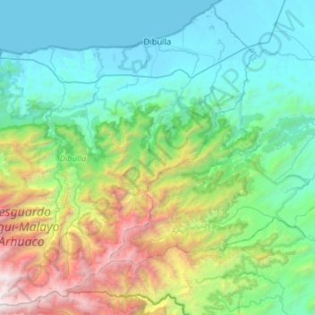 Dibulla topographic map, elevation, terrain