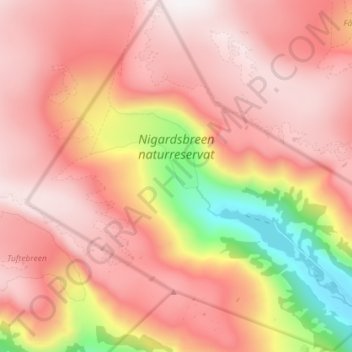 Nigardsbreen topographic map, elevation, terrain