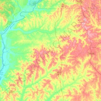 Stewart County topographic map, elevation, terrain