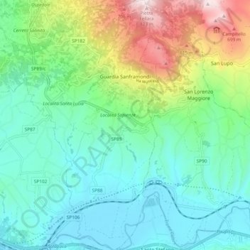 Guardia Sanframondi topographic map, elevation, terrain