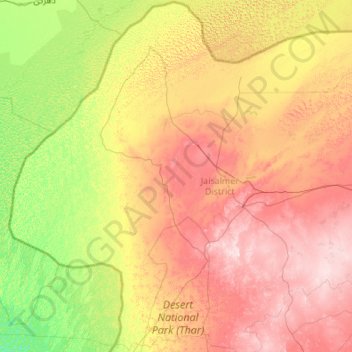 Jaisalmer Tehsil topographic map, elevation, terrain