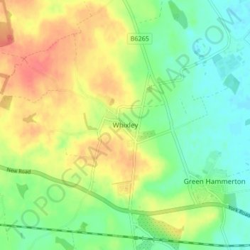 Whixley topographic map, elevation, terrain