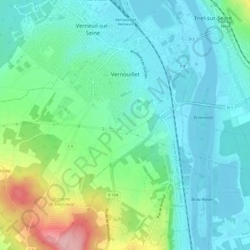 Vernouillet topographic map, elevation, terrain