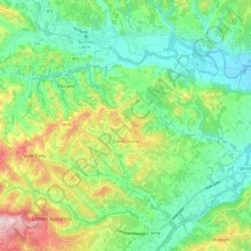 Collecorvino topographic map, elevation, terrain