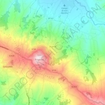 Sturno topographic map, elevation, terrain