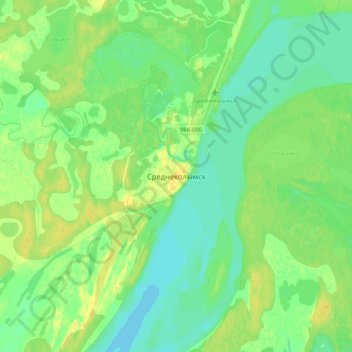 Srednekolymsk topographic map, elevation, terrain