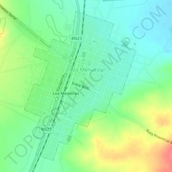 Los Menucos topographic map, elevation, terrain