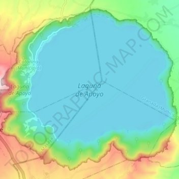 Laguna de Apoyo topographic map, elevation, terrain
