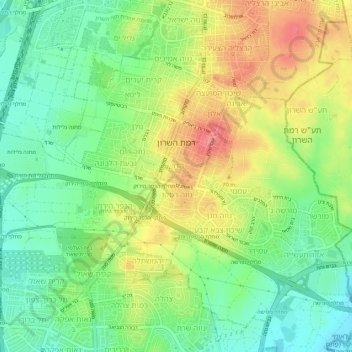 Ramat HaSharon topographic map, elevation, terrain