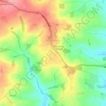 Bredenbury topographic map, elevation, terrain