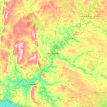 Hyrynsalmi topographic map, elevation, terrain