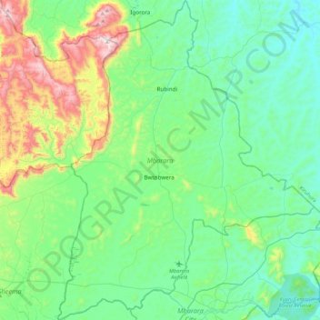 Mbarara topographic map, elevation, terrain