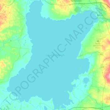 Lough Neagh topographic map, elevation, terrain