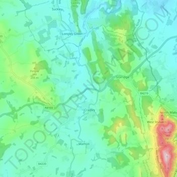 Cradley topographic map, elevation, terrain