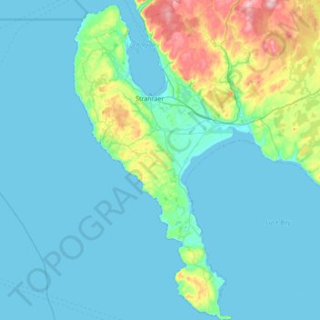 Stranraer and the Rhins Ward topographic map, elevation, terrain