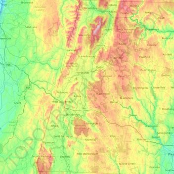 Berkshire County topographic map, elevation, terrain