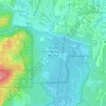 Mason Farm Biological Reserve topographic map, elevation, terrain