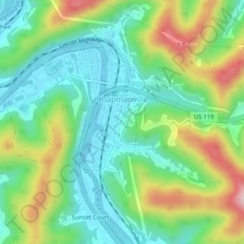 Chapmanville topographic map, elevation, terrain