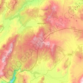 Altınyayla topographic map, elevation, terrain