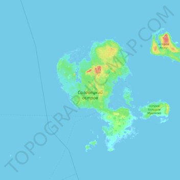Соловецкие острова topographic map, elevation, terrain