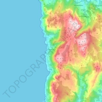 Oia topographic map, elevation, terrain