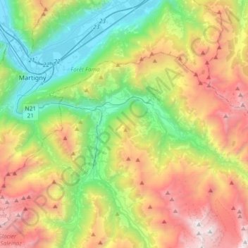 Dranse topographic map, elevation, terrain
