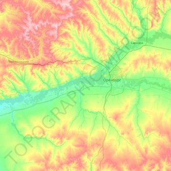 Оренбургский район topographic map, elevation, terrain